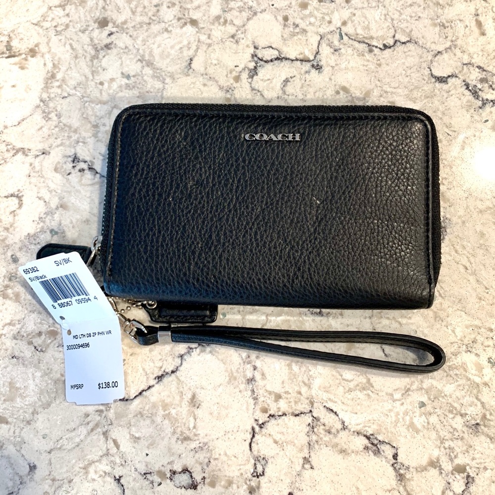 COACH - Double Zip Wallet Black Leather - NWT